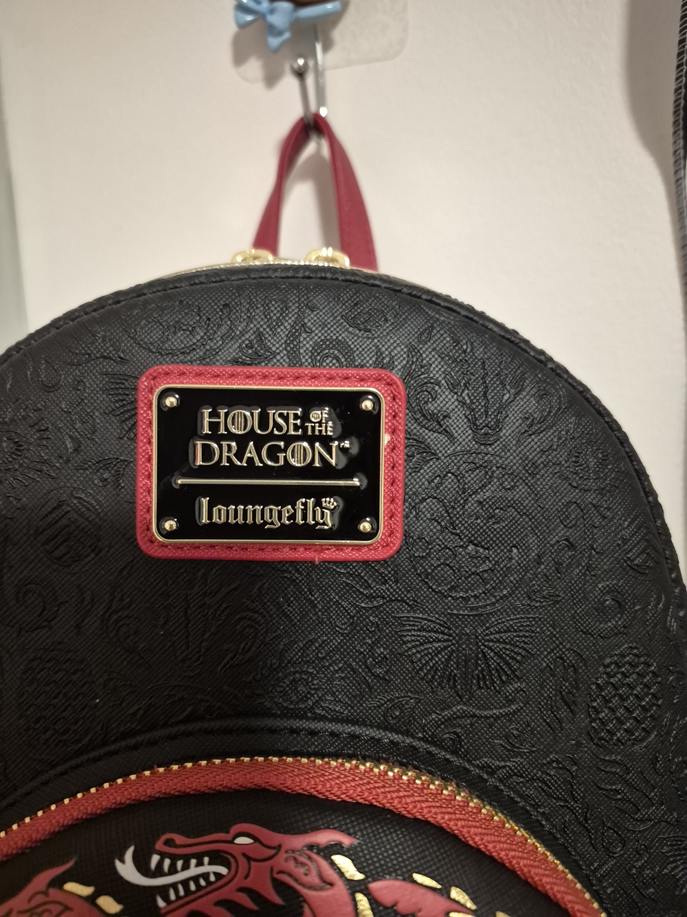 Loungefly Black and Red House Targaryen Dragon Mini Backpack - Picture 2 of 4